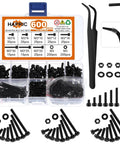 600 Pcs M3 Screws Assortment Kit 6-30mm Alloy Steel Hex Socket Head Bolts Nuts Washers displayed with box and tools