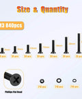 840 Pieces M3 Screws And Fasteners Set Carbon Steel Zinc Plated Countersunk Flat Head Phillips Bolts Washers 6mm To 25mm size chart