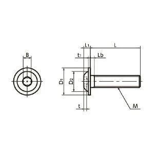 Technical diagram of ✝️ SFBS-M3-10 NBK Socket Button Head Cap Screws - Flange 20-Pack - Made in Japan, showing dimensions and design