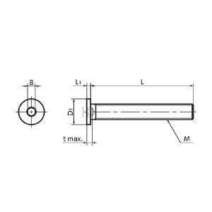 Technical diagram of ✝️ SSHS-M3-16-FT NBK Socket Head Cap Screws - Special Low Profile - Full Thread-Made in Japan Pack of One