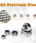 304 stainless steel M3 nylon-insert hex lock nuts from 120 Piece M3 Nylon Insert Hex Lock Nuts Self Locking Kit In Plastic Box
