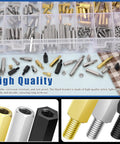 256 Piece M3 Hex Standoff Kit With Carbon Steel Nylon And Brass Spacers Pan Head Screws And Nuts For PCBs Motherboards And Drones Designed For DIY Builds And Repairs Glarks