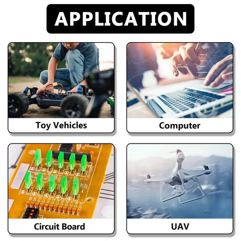 Product application for 640PCS M3 Brass and Nylon Motherboard Standoffs Kit in toy vehicles, computers, circuit boards, and UAVs
