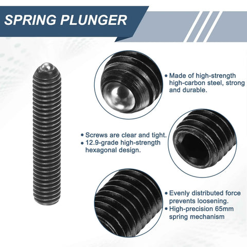 10 Pieces Screw Thread Ball Plungers M3 X 16mm High Carbon Steel Hex Socket Spring Plungers with black finish and key features