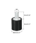 Compact M3 thread rubber mounts deliver reliable vibration isolation, featuring 8x8mm cylindrical shock absorber with M3x6mm stud.