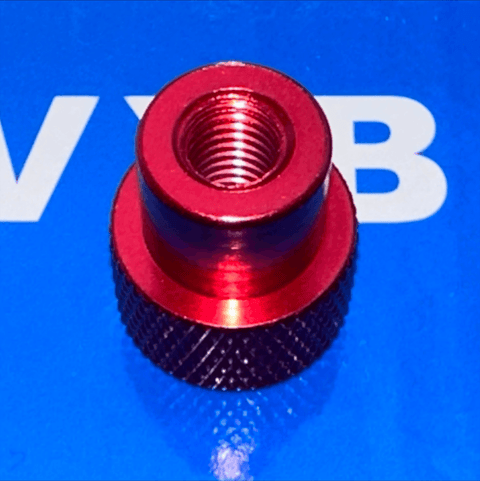 M3 x 12mm Long Red Aluminum Knurled Head Thumb Closed End Nut - VXB Ball Bearings