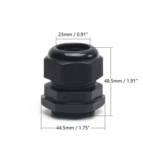 Set Of 2 M32 Plastic Waterproof Cable Glands Joints Adjustable Connector For 18 To 25 Mm Diameter Cables Black Built For Outdoor Use Weatherproof Sealing Easy Quick Install Durable Rugged Cable Gland Set