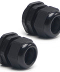 Set Of 2 M32 Plastic Waterproof Cable Glands Joints Adjustable Connector For 18 To 25 Mm Diameter Cables Black Built For Outdoor Use Weatherproof