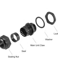 Exploded view of Premium M32 Cable Gland 16mm To 21mm Waterproof Nylon Joint With Locknut And Washer Black 20pcs showing components