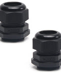 Set Of 2 M32 Plastic Waterproof Cable Glands Joints Adjustable Connector For 18 To 25 Mm Diameter Cables Black Built For Outdoor Use Weatherproof Sealing Easy Quick Install Durable Rugged Cable Gland Set