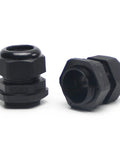 Set Of 2 M32 Plastic Waterproof Cable Glands Joints Adjustable Connector For 18 To 25 Mm Diameter Cables Black Built For Outdoor Use Weatherproof Sealing Easy Quick Install Durable Rugged Cable Gland Set, front view