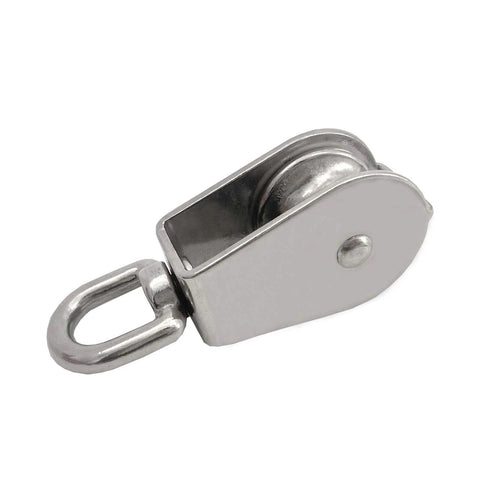 2Pcs M32 Single Pulley Block,304 Stainless Steel Wire Rope Hanging Wire Towing Wheel Loading 551Ibs side view