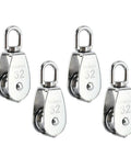 4Pcs M32 Single Pulley Block, Creatiee-Pro Heavy Duty 304 Stainless Steel Pulley Roller Crane Swivel Hook, side view