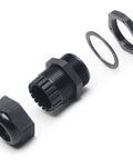 Components of Set Of 2 M32 Plastic Waterproof Cable Glands Joints Adjustable Connector For 18 To 25 Mm Diameter Cables Black Built For Outdoor Use