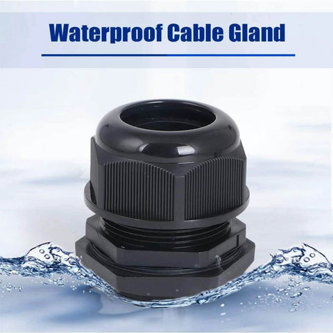 M32 Waterproof IP68 Nylon Cable Gland Locknut Kit For 16mm To 21mm Cable Diameter Adjustable Fit 32mm Thread 12mm Thread Length