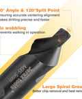 Close-up of M35 HSS 60-degree center drill bit with labeled features for lathe and metalworking on tough metals