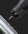 6 Piece M35 HSS 60 Degree Center Drill Bit Set in use on metal, showcasing drill precision for stainless steel, alloy, and tough materials.