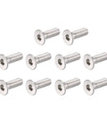 M3 x 10mm Metric Hex Socket Countersunk Flat Head Screw Bolts 100PCS, stainless steel, side view showing hex socket and threads.