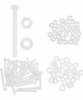 30 Piece M3x30mm Nylon PA66 Cross Round Head Bolts, Nuts, And Washers Assortment Kit displayed in sets for DIY machine assembly