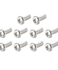M3x8mm Stainless Steel Phillips Round Pan Head Machine Screws (Pack of 100) arranged in rows