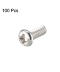M3x8mm Stainless Steel Phillips Round Pan Head Machine Screws (Pack of 100) showing single screw with threads and Phillips head