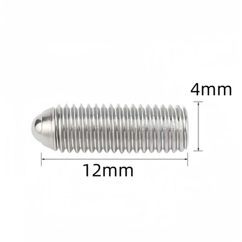 M4 x 12mm Ball Point Set Screws, Thread Hex Socket Ball Spring Plungers Set, shown with dimensions for fit and smoother linear travel