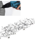 100 Pcs Aluminum Flat Head Pull Rivet Nuts M4 Rivnuts For Auto Aviation Rail Furniture And Industrial Projects Vertical Hardware Accessories Easy Install Heavy Duty Quick Fastening Kit scattered with drill installation