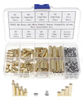 M4 Brass Hex Spacer Standoff Kit With Screws And Nuts 160 Pieces Male-Female Includes Plastic Storage Box M4 Thread 0.7mm