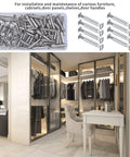 M4 Furniture Bolts And Sleeves 130 Pcs Cabinet Panel Connectors with Philips Head for wood cupboard and bed, shown in modern closet setting