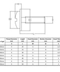 Technical diagram of assorted M4 cabinet screws kit 25 to 50mm black zinc pan head Phillips machine screws 100 pieces
