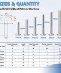 M4 Cabinet Screws Set 120Pcs Assortment Pan Washer Head Phillips Screws M4x25/30/35/40/45/50mm sizes and quantity chart