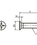 Technical drawing of ✝️ SNFS-M4-12-SD NBK Cross Recessed Flat Head Screws. Made in Japan- 20-Pack for smooth motion in mechanical systems.