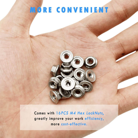 Sixteen M4 lock nuts for Eight Pack M4 Vibration Isolation Mounts With Studs For Cars Anti Vibration Shock Absorbers.