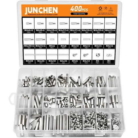 M4 Hex Standoff Spacer Kit For PCBs And Drones, 400 Pieces Of 304 Stainless Steel Spacers With Male And Female Mounts, Nuts And Bolts