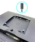 Wall Mount Spacer Adapter Kit for Desktop and Portable Monitors with 16 M4x14mm Hex Stainless Steel Standoff Spacers Screws Nuts Bolts Prototyping Gear for PCB Computers and Circuit Board Assembly installed on monitor back.