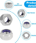 120Pcs M4 Nylon Insert Lock Nuts 0.7mm Pitch, 304 Stainless Steel Self Locking Hex Nuts, Rugged Industrial Construction Fasteners