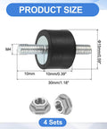 M4 X 10mm Rubber Mounts With 10 X 15mm Cylindrical Anti Vibration Isolators Studs And Nuts For Car Generators Air Compressors Durable Zinc Plated Shock Absorber Mounts 4 Pack, showing product dimensions.