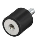 Efficient vibration isolation for small equipment with M4 threaded rubber mounts; close-up of 13x13mm shock-absorbing block and metal thread