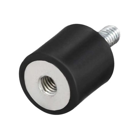 Efficient vibration isolation for small equipment with M4 threaded rubber mounts; close-up of 13x13mm shock-absorbing block and metal thread