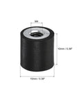Five M4 rubber vibration mounts cushion motors and equipment, 10x10mm base, zinc plated hardware for shock absorption and noise reduction.