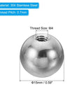M4x15mm Ball Nuts Knob, 4 Pack Female Thread 304 Stainless Steel Round Blind Hole Screw Cap Cover for Lighting Machinery DIY Decoration, Silver