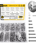 M4 Button Head Hex Socket Cap Screws And Nuts Kit in 304 Stainless Steel with washers and hex tools, 380-piece DIY set