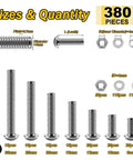 380-piece M4 Button Head Hex Socket Cap Screws And Nuts Kit In 304 Stainless Steel with various sizes and washers