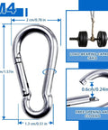20 Pcs 304 Stainless Steel Spring Clasp Carabiners M4 Heavy Duty Hooks 1.57 Inch, dimensions and load capacity details