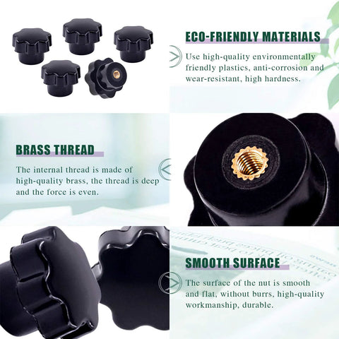 15 Piece M4 7 Star Knob Female Thread Nut Clamping Knob Grip Assortment Kit with eco-friendly materials and brass thread