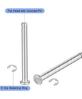 M4x40mm 304 Stainless Steel Cylindrical Shaft Snap Ring Locating Pin With Flat Head Grooved Hinge Cylinder Position Pin And E Clip Retaining Ring Silver 20 Pack, showing flat head and retaining ring.