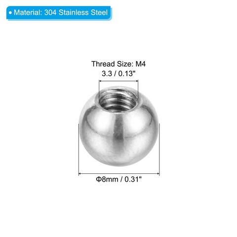 M4x8mm Ball Nuts Knob 8 Pack Female Thread 304 Stainless Steel Round Blind Hole Screw Cap Covers For Lighting Machinery DIY Decoration Silver