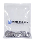 Instockbolts stainless steel flat washers, M5 x 10mm OD, 304 stainless, 100 pcs in plastic bag