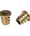 M5 10mm Zinc Alloy Threaded Spiked Wood Caster Insert Nut with Flanged Round Drive Head - VXB Ball Bearings
