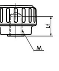 Technical diagram of ✝️ M5 20mm White Dimple Knob Nut Stainless Steel Thread - Made in Japan for smooth motion in mechanical systems.